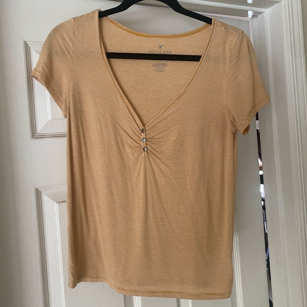 “Soft and Sexy” Yellow Striped T-Shirt